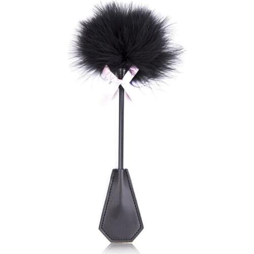 1PC Erotic Bdsm Feather Tickled Whip Bondage Punish Fetish Leather Spanking Paddle Play Flogger Lover Riding Crop Pony Sex Toys