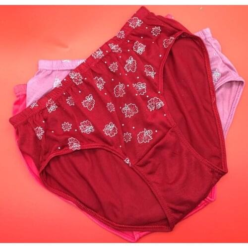 10PSC Loose Comfortable Ladies Lift Hip Underwear Large Size Cotton Printing Mommy Women Briefs Multiple Colors Mixed Delivery
