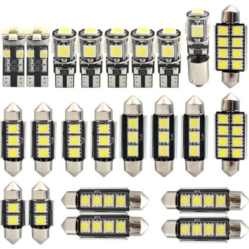23Pcs T10 5050 W5W Car LED Interior Lights Lamp Bulbs Kit for BMW X5 E53 2000-2006 White 6000K Reading Lights 12V