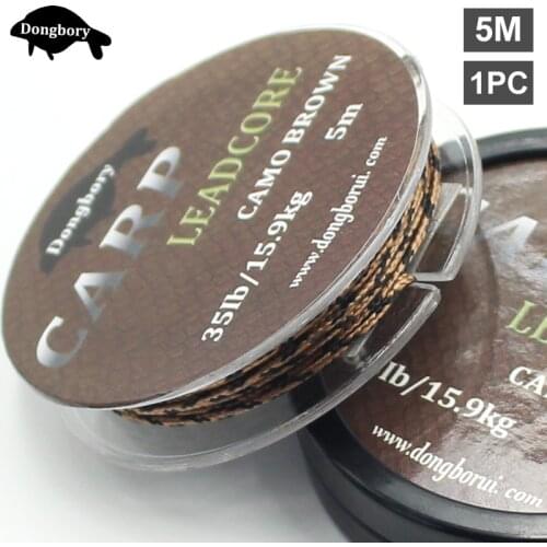 5M Carp Fishing Line Leadcore 12 Braided Hooklink Lead Core Leader Camouflage Brown Carp Rig Wire Quick Sinking Hook Line Tackle