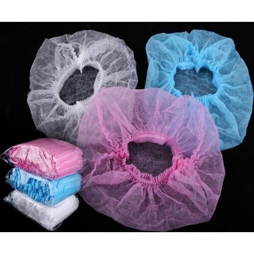 6 Bags 100PCS Non-Woven Disposable Shower Cap Pleated Anti Dust Hat For Spa Salon Beauty Hair Hygiene Accessories