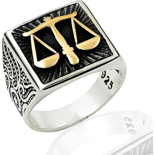 925 Silver Ottoman Scales Printed Casual Ring for Men