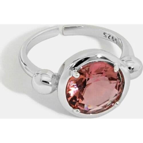 Sole Memory Shiny Gem Cute Cool 925 Sterling Silver Female Resizable Opening Rings SRI927