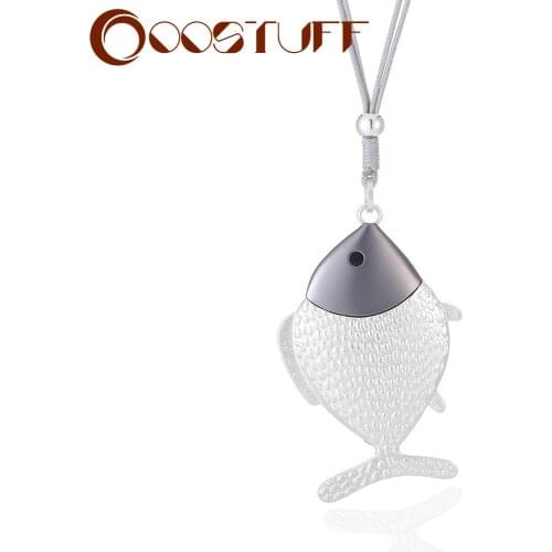 Trend Long Chains Necklace Decorative Jewelry for Women Vintage Silver Color Fish Suspension Pendant Accessories Aesthetic Thing