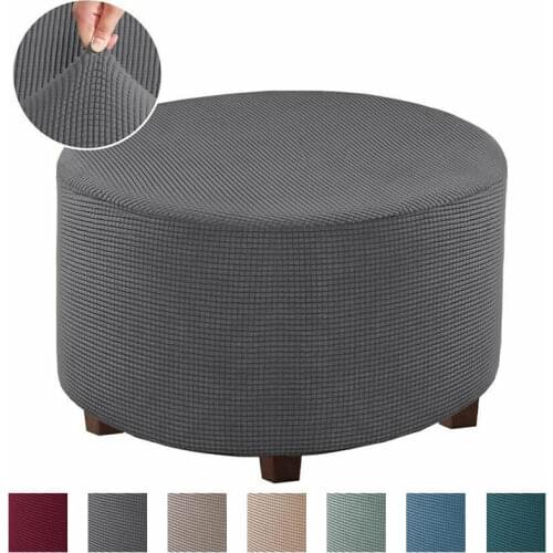 Footrest Ottoman Covers Washable Ottoman Cover Spandex Round Stool Slipcover Ottoman Footstool Protector Recliner for Sofa Cover