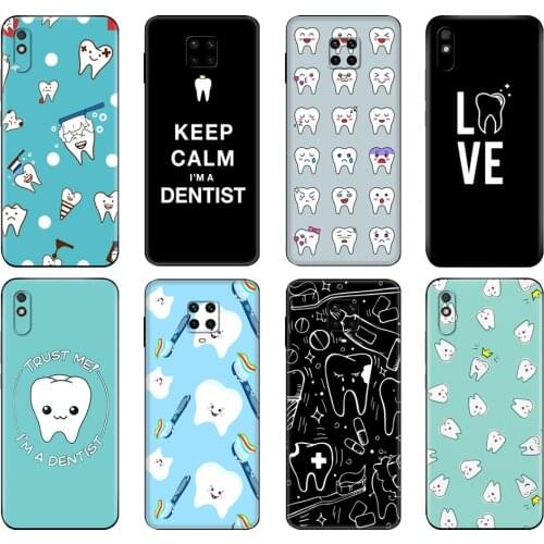 Black tpu Case For Xiaomi Redmi 7A 8 8A 9A Case Redmi Note 8T Note 8 Pro T Note 9 9S 9 Pro Funny Dentist Dental Tooth Dentistry
