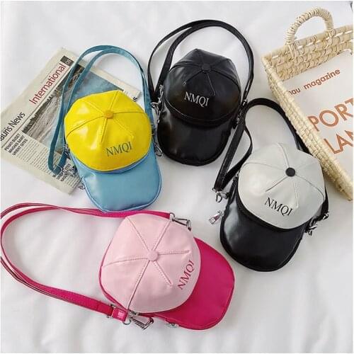 Kids Shoulder Bag, Leather Cross-Body Pack, Metal Chain Strap Holiday Travel Large Capacity Unisex Baseball Cap Messenger bag