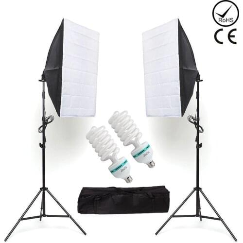 ZUOCHEN 2x135W Photo Studio Lighting Kit 20"x28"/50x70cm Softbox Soft Box Photo Studio Set Light Bulbs Lamp 5500K