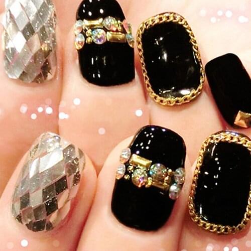 1m Nail Art Alloy Metal Chains Gold 3D Charms Decoration Studs Spangles Punk Snake Bone Strass Manicure Jewelry Accessory