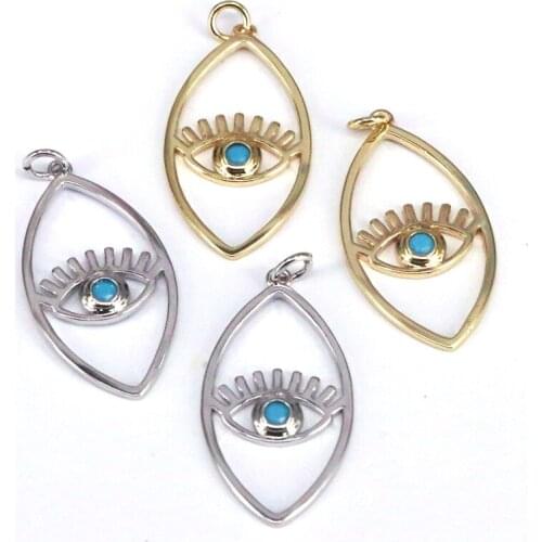 10Pcs Fashion Jewelry Necklace Micro Pave Zircon Turkish Eye Neckalce Blue Greek Eye Pendant For Women Men Jewelry Making