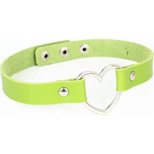 Fashion Female Choker Trendy Stainless Steel Heart Chokers Necklaces Colorful Leather Buckle Belt Jewelry for Women Men colar