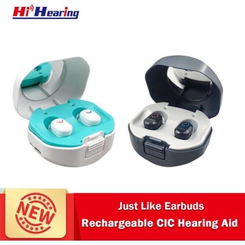 One Pair New Mini Size Rechargeable CIC Hearing Aid Invisible Earbuds With Recharge Charger Case Dropshipping Hearing Aids