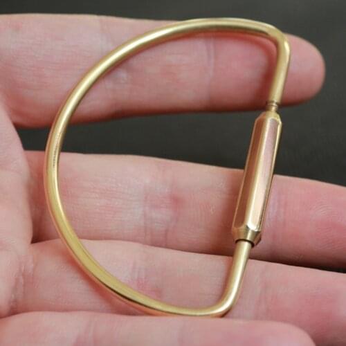 Outdoor Camping Small Tool D Shape Brass Keychin Yellow Big Key Ring