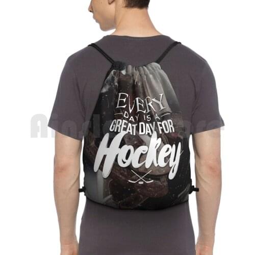 A Great Day For Hockey Backpack Drawstring Bag Riding Climbing Gym Bag Great Day Hockey Ice Hockey Outdoor Sakte Rink Winter