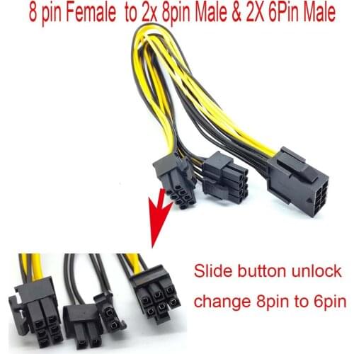 PCI-e 8pin to Dual 8Pin / PCIe 8pin-2x(6+2pin) Graphics Video Card Power Cable G new