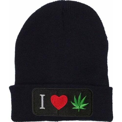 I love the maple leaf Knit Hat Winter Hats Casual Beanie For Men Women Fashion Knitted Winter Hat Hip-hop Skullies Hat