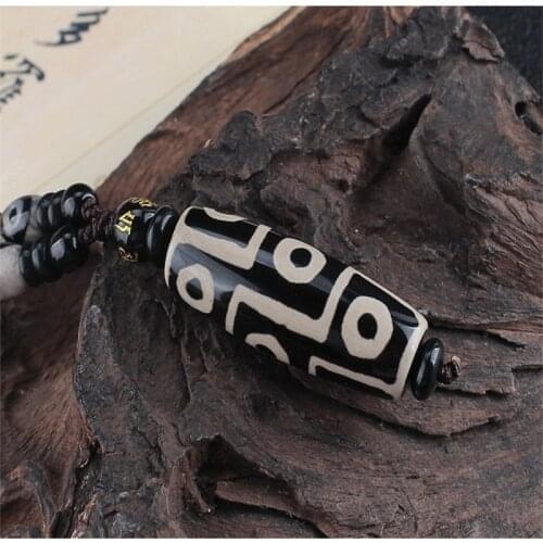 Nine Eye Tibet Dzi Pendant Drop Choker Nacklace Natural Stone Materials Fashionable Style Tibet Heaven Bead Bring Good Luck