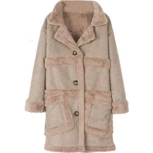 Thick Velvet Winter Women Fur Coats England Vintage Woman Fur Leather Coats Designer Brand Female Fur Windbreaker Overcoats A147