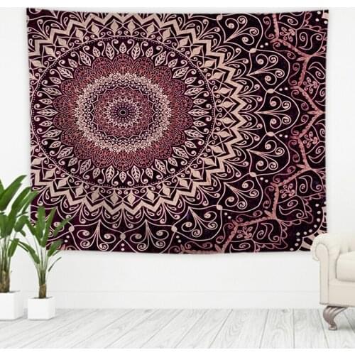 Bohemia Wine Red Flower Tapestry Vintage Exotic Summer Mandala Frame for Bedroom Photography Wall Decor