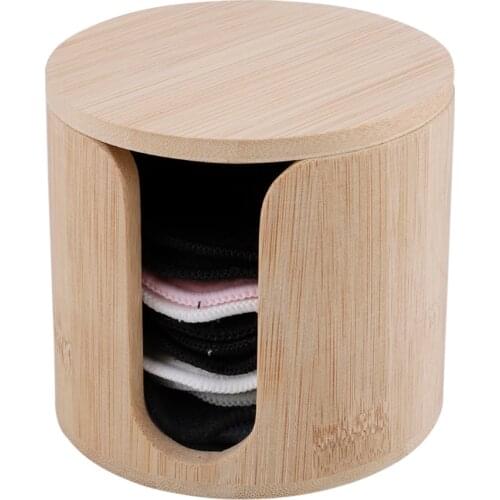 Storage Box Makeup Cotton Swab Storage Box Desktop Finishing Cleansing Pad Organizer Wood Container Makeup Remover Accessories