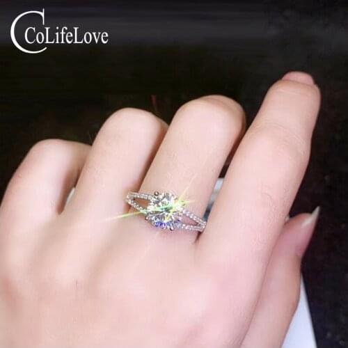 CoLife Jewelry 925 Silver Engagement Ring with Moissanite 1&2ct Real Moissanite Wedding Ring Sterling Silver Moissanite Jewelry
