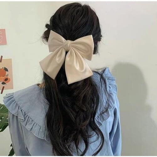 Oversized Bow Hair Accessories Fashion Ribbon Hair Clips Big Bow Hair Clips Women Girls Satin Ladies Hair Clips Cute