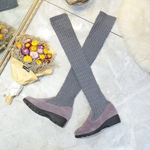 LCIZRONG Sock Long Boots Winter New Fashion Slip-On Sock Shoes Woman Over The Knee Boots Thigh High Ladies Slim