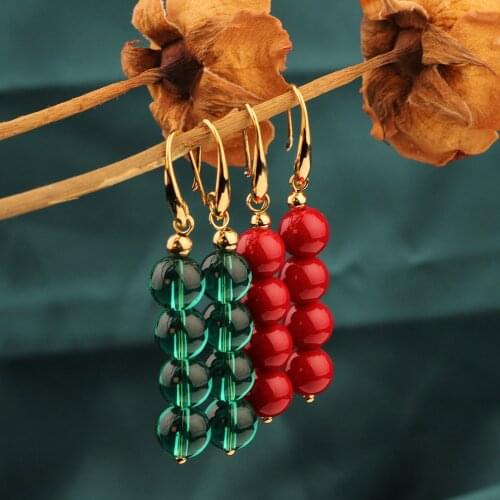 2020 NEW Fashion Chinas wind Vintage Long green crystal Drop earrings,Nature stones earrings Ethnic Jewelry for women gift