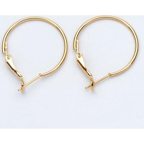 Gold Round Leverback Ear Hooks 25/ 30/ 40mm, 18K Gold plated Brass, Earring Hoop Components (GB-671)/ 10pcs=5 pairs