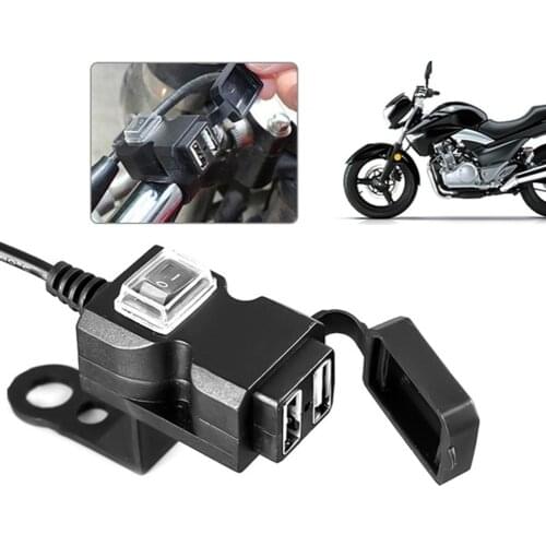1.5/2A Dual USB Port Waterproof Motorcycle USB Phone Charger Adapter