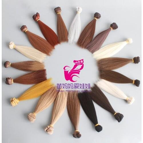 1 pieces natural color soft straight doll hair for blyth doll wigs for barbie doll wig diy accessory