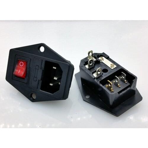 10A/250V 3pin AC power socket with Power Rocker Switch and Fuse shell