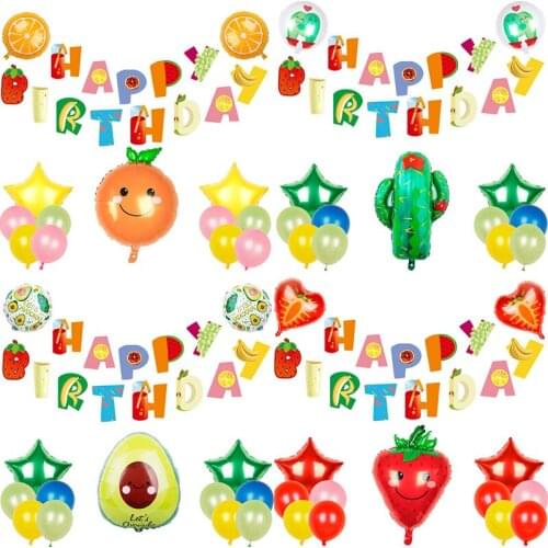 15pcs Avocado Pineapple Foil Balloons Fiesta Birthday Party Decoration Globos Hawaii Fruit Baby Shower Supplies Decor Balloon