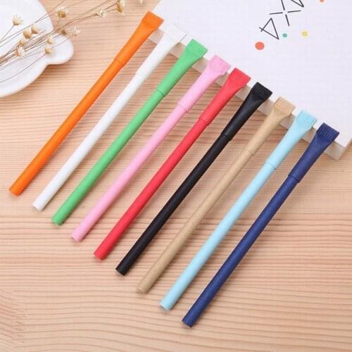 400PCS/Lot Many Color Ballpoint Pen Kraft Paper Roll Toothpaste Shape Pens Black/Blue Ink 0.7mm Signature Pens School