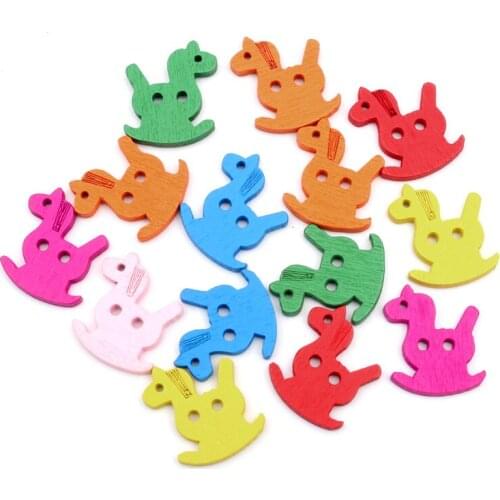 50pcs Mixed 20x24mm Wooden Trojan Buttons For Clothing Needlework Scrapbooking Wood Botones Decorative Crafts Diy Accessories