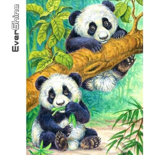 Evershine Diamond Embroidery Animal Picture Of Rhinestones 5D DIY Full Square Round Diamond Painting Panda Mosaic Art Home Decor