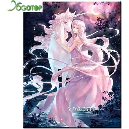 Diy Diamond Painting Cross Stitch unicorn girl Square round drill DIY Diamond Mosaic cartoon fairy Diamond Embroidery YY2273
