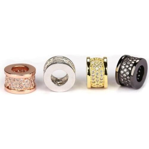 Large hole big hole European style bracelet charms micro pave bead Cubic Zircon CZ space beads Unisex Bracelet