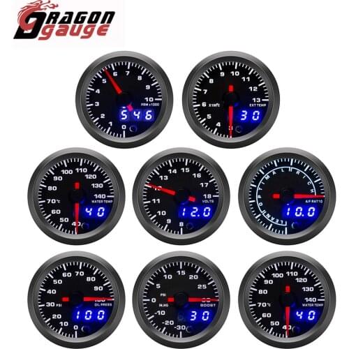 DRAGON GAUGE 52mm Car Tachometer PRM Boost Gauge Voltage EGT Gauge Water Temp Oil Temp Oil Pressure Car Gauge Fit for 12V Car