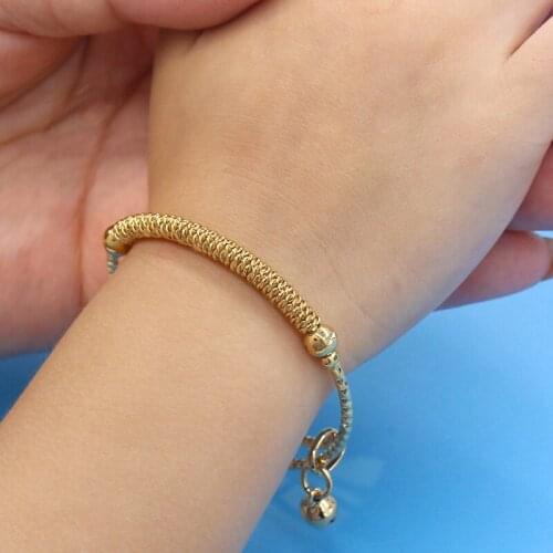 FS Charm Ajustable Creativity Gold Color 18K Plated Brazalete de bebé Personalized Bells Bangle Jewelry
