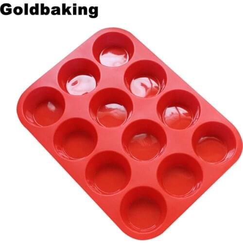 Goldbaking 12 Cups Silicone Muffin Tray Standard Muffin Mold