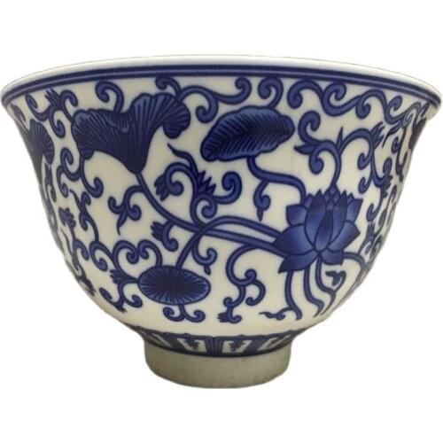Emperor qianlong s official fire lotus of blue and white porcelain bowl