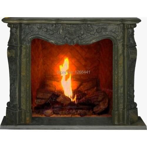 Natural stone fireplace mantel simple European style carved marble fireplace frame living room chimney