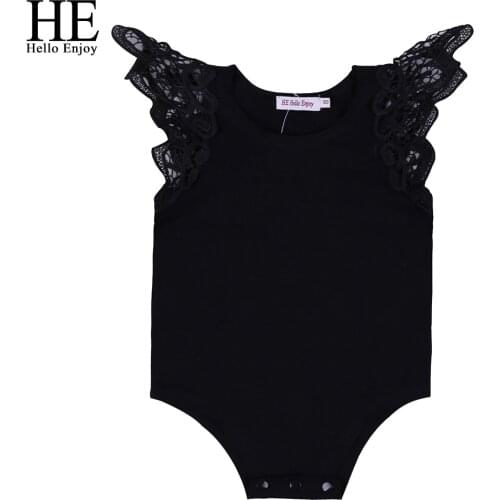HE Hello Enjoy Toddler Baby Bodysuit Newborn Baby Girl Clothes Sleeveless White Black Lace Jumpsuit Costume For Kids Overalls