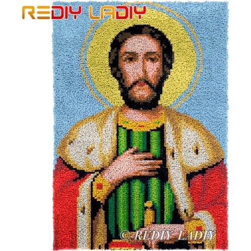 Latch Hook Rug Saint Icon C Plush Wall Tapestry Kits DIY Carpet Rug Chunky Yarn Cushion Arts & Crafts Crochet Floor Mat 61*88cm