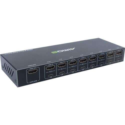 8 Ports HDMI-compatible KVM Switcher 8 in 1 Out Switch Splitter for Sharing Monitor Keyboard Mouse Adaptive EDID/HDCP Decryption