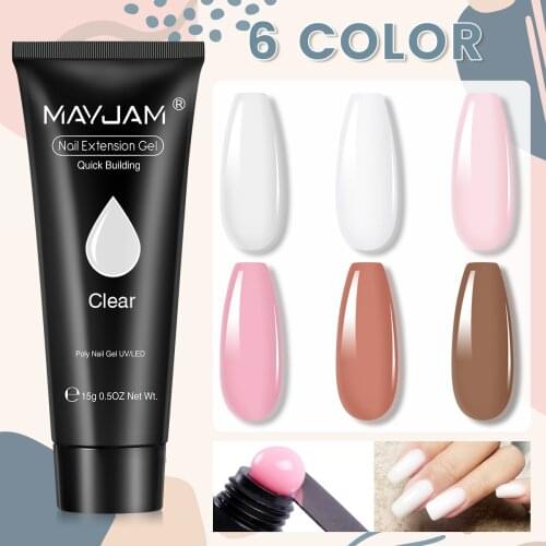 MAYJAM Poly Nail Gel for Nails Extension 15g Gel Polish Polygel UV LED Quick Building Nail Builder Gel for DIY Nail Art Design