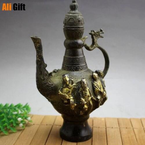 Copper Statue Antique All Bronze Eight Immortals Copper Wine Pot And Water Pot Ornament Home Decoration Living Room Decoration
