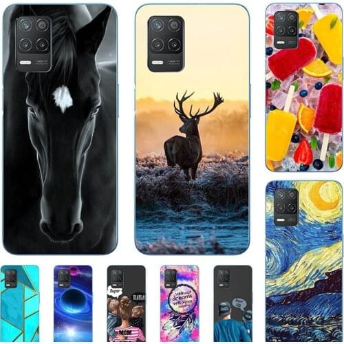 Fashion Bumper Cute Case For OPPO Realme 8 4G RMX3085 5G Case For Realme 8 Pro RMX3081 Soft Silicone Cat Horse Flower Cover