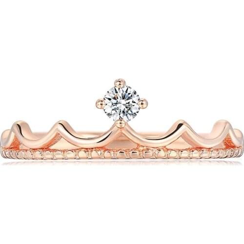 MxGxFam 585 Gold Color Small Crown Rings Jewelry For Young Women Girls Fashion Jewelry AAA+ Zircon